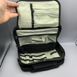 Black Canvas Men's Women's Hanging Toiletry Bag with Zip Closure